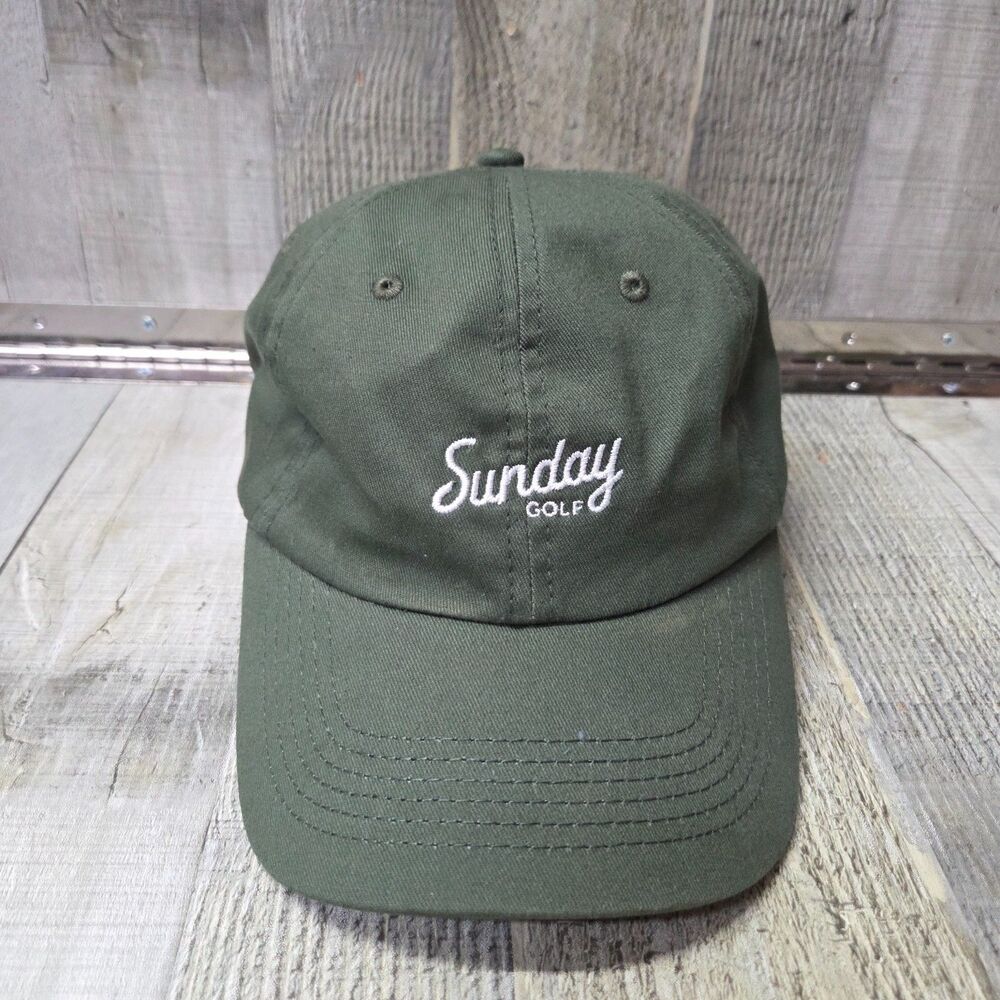 Sunday Golf Hat Cap StrapBack Green Adjustable Fore The Weekend Cotton